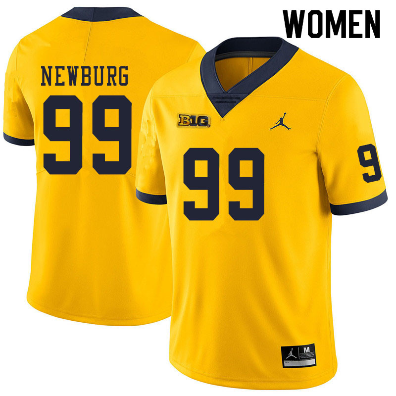 Women #99 Gabe Newburg Michigan Wolverines College Football Jerseys Sale-Yellow